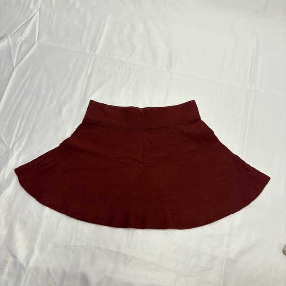 Talula by Aritzia Flare Skater Mini Skirt Maroon Red 100% Cotton Small Fall - Picture 1 of 9